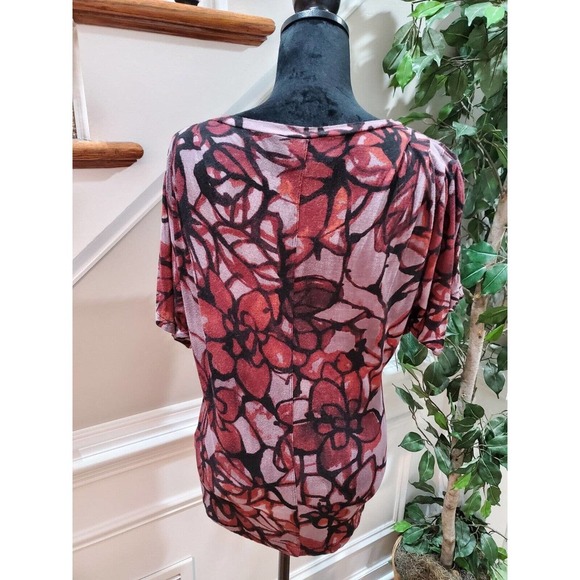 Simply Vera Women's Floral 100% Rayon Round Neck Short Sleeve Top Blouse Size XS - Picture 6 of 12